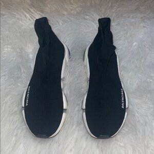Balenciaga Women's Black and White Sock Sneakers